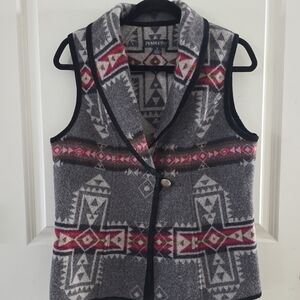 Vintage Pendleton Gray and Red Patterned Fabric